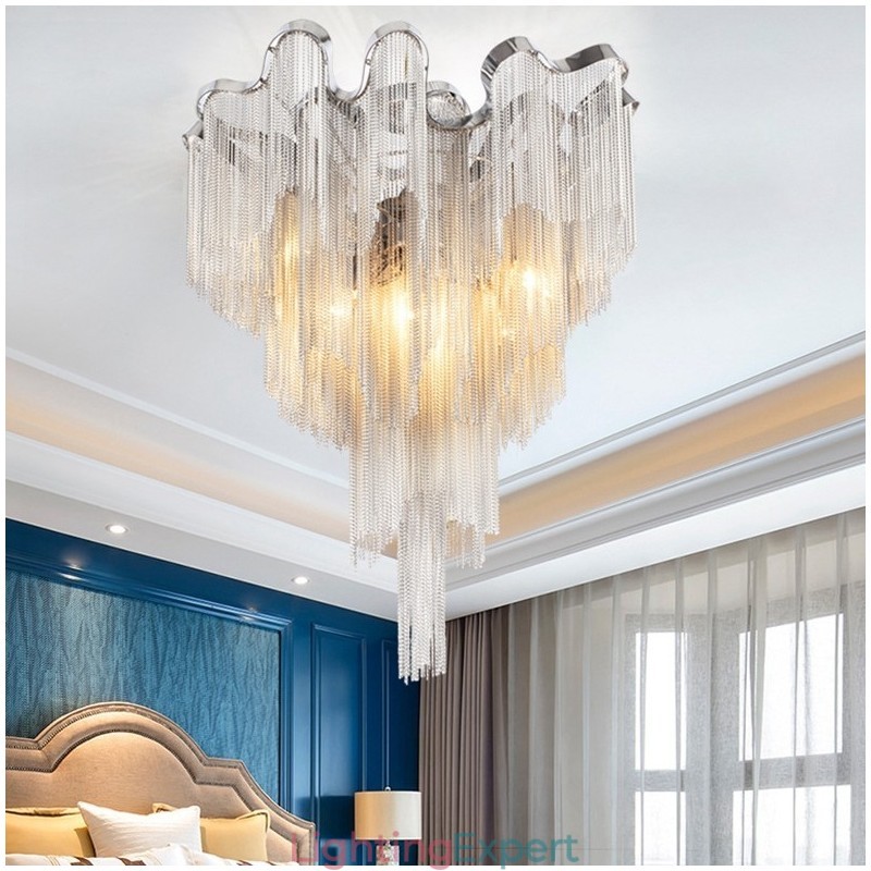 Tassels Chandelier Designer Ceiling Light Silver Gold Colour
