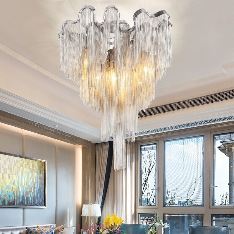 Tassels Chandelier Designer Ceiling Light Silver Gold Colour