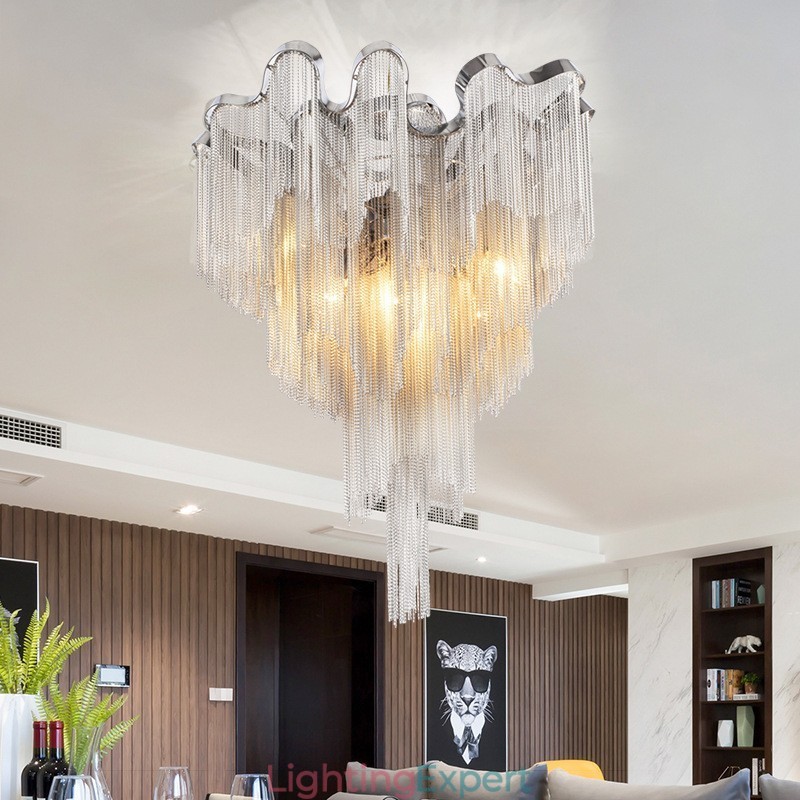 Tassels Chandelier Designer Ceiling Light Silver Gold Colour
