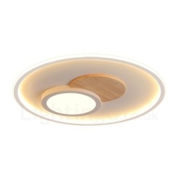 Wood Dimmable Modern Contemporary Nordic Style Flush Mount Round Ceiling Lights with Remote Control Also Can Be Used As Wall Light