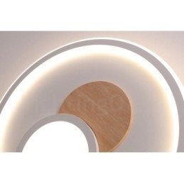 Wood Dimmable Modern Contemporary Nordic Style Flush Mount Round Ceiling Lights with Remote Control Also Can Be Used As Wall Light