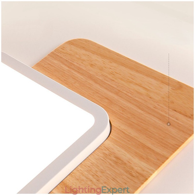 Wood Dimmable Modern Contemporary Nordic Style Square Flush Mount Ceiling Lights with Remote Control Also Can Be Used As Wall Light