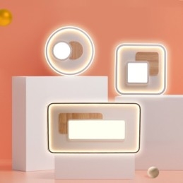 Wood Dimmable Modern Contemporary Nordic Style Rectangle Flush Mount Ceiling Lights with Remote Control Also Can Be Used As Wall Light