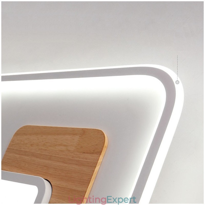 Wood Dimmable Modern Contemporary Nordic Style Rectangle Flush Mount Ceiling Lights with Remote Control Also Can Be Used As Wall Light