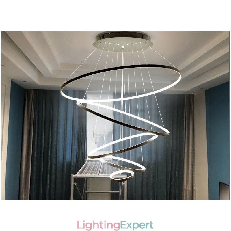 Large 4 Rings 5 Rings Black White Gold Pendant Light Modern Design