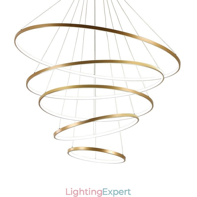 Large 4 Rings 5 Rings Black White Gold Pendant Light Modern Design