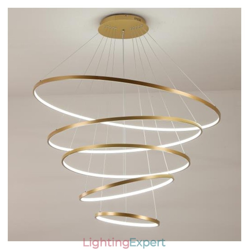 Large 4 Rings 5 Rings Black White Gold Pendant Light Modern Design