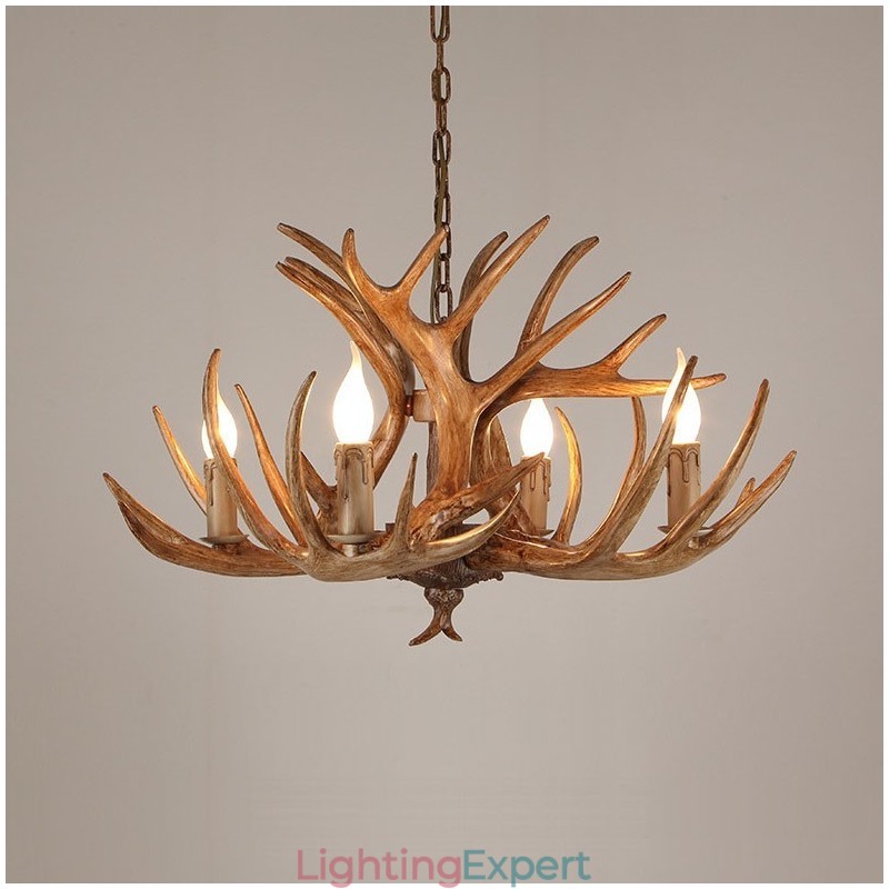 4 Light Rustic Artistic Retro Antler Antique Chandelier