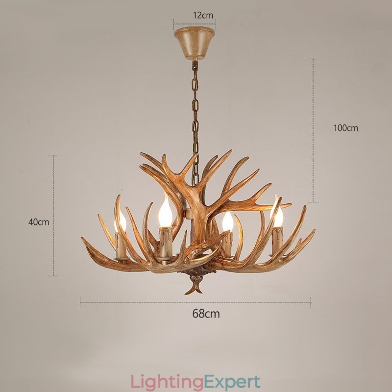 4 Light Rustic Artistic Retro Antler Antique Chandelier