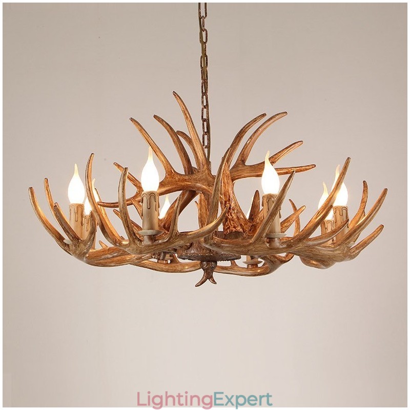 8 Light Rustic Artistic Retro Antler Antique Chandelier