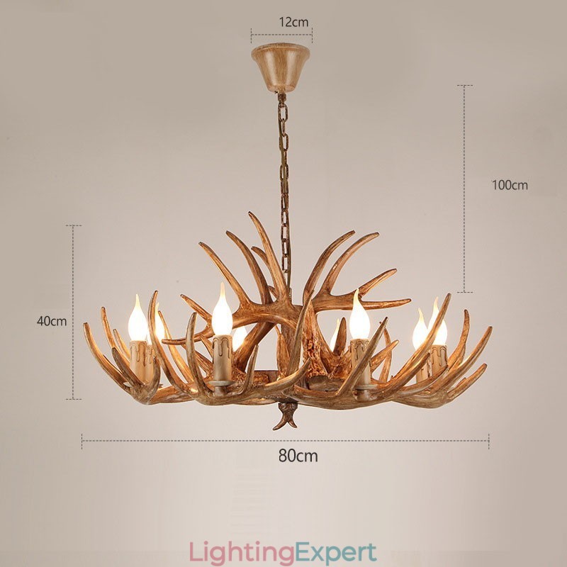 8 Light Rustic Artistic Retro Antler Antique Chandelier
