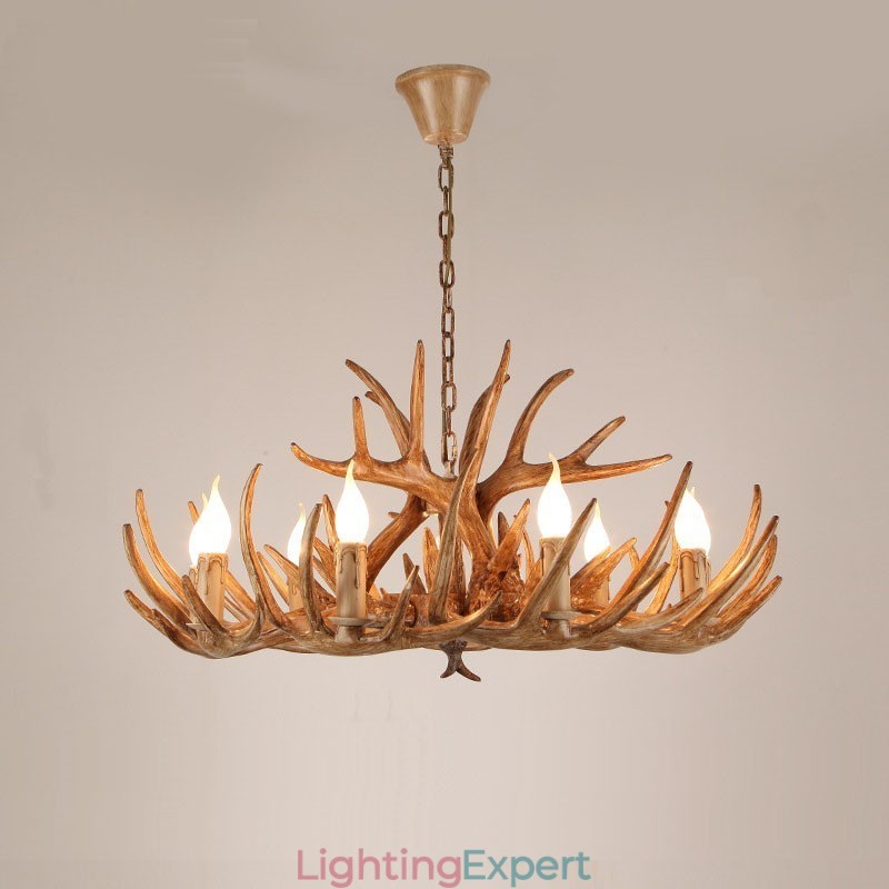 9 Light Two Tiers Rustic Artistic Retro Antler Antique Chandelier