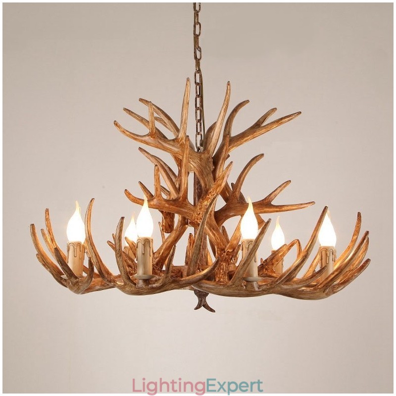 9 Light Three Tiers Rustic Artistic Retro Antler Antique Chandelier