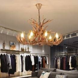 9 Light Three Tiers Rustic Artistic Retro Antler Antique Chandelier