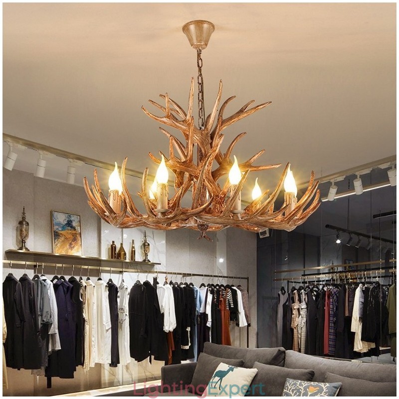 9 Light Three Tiers Rustic Artistic Retro Antler Antique Chandelier