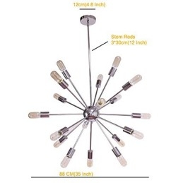 Chandelier Modern Globe Living Pendant Dining Shopping Store Night Metal Chrome