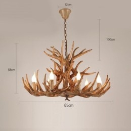 9 Light Three Tiers Rustic Artistic Retro Antler Antique Chandelier