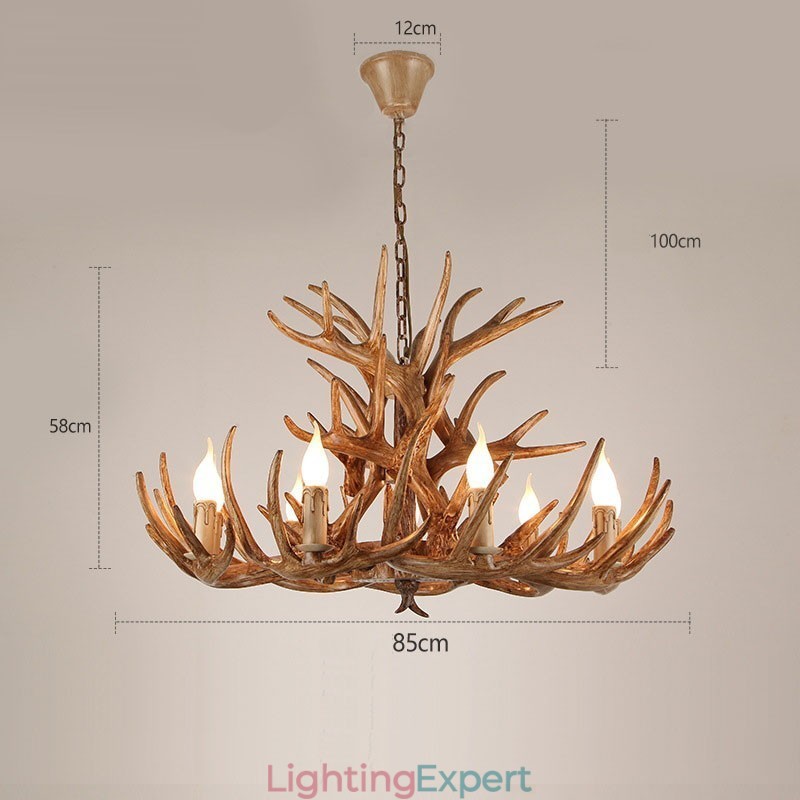 9 Light Three Tiers Rustic Artistic Retro Antler Antique Chandelier