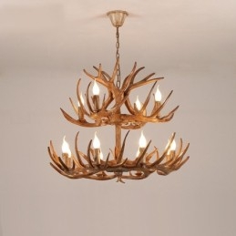 12 (8+4) Light 2 Tiers Rustic Artistic Retro Antler Antique Chandelier