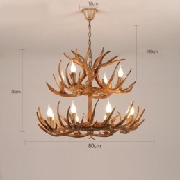 12 (8+4) Light 2 Tiers Rustic Artistic Retro Antler Antique Chandelier