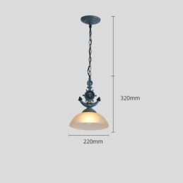 One Light Blue Rustic Artistic Retro Antique Pendant Light with Glass Shade