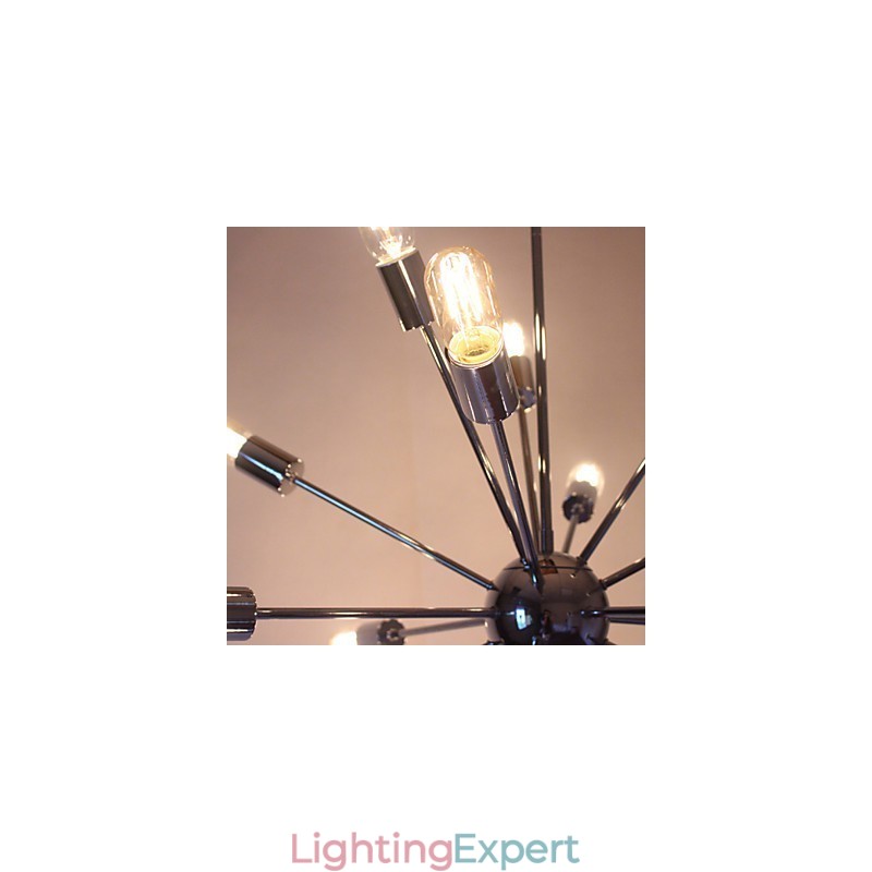 Chandelier Modern Globe Living Pendant Dining Shopping Store Night Metal Chrome