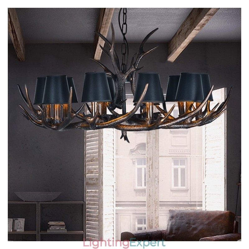 Retro Antler Antique Chandelier with Shades
