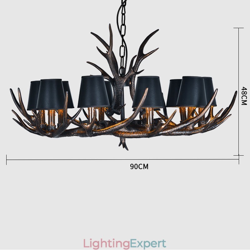 Retro Antler Antique Chandelier with Shades