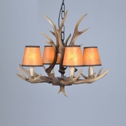 4 Light Rustic Artistic Retro Antler Antique Chandelier with Shades