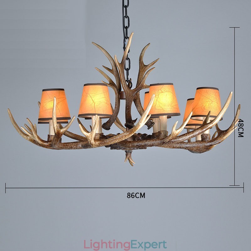8 Light Rustic Artistic Retro Antler Antique Chandelier with Shades