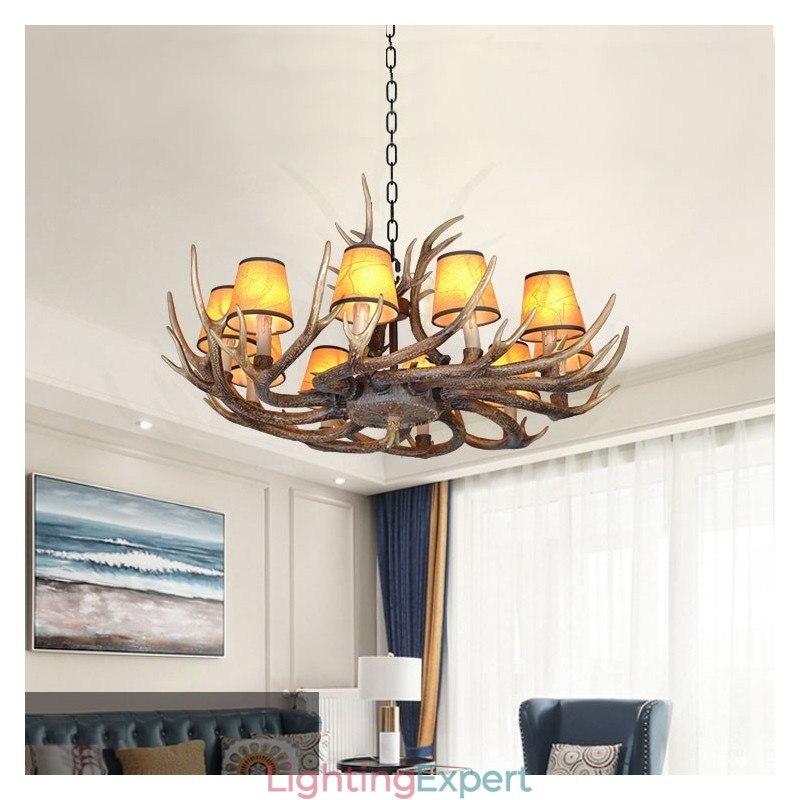 Retro Antler Antique Chandelier with Shades
