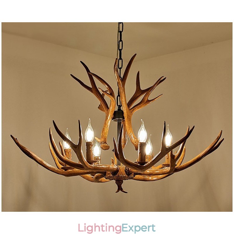 6 Light Rustic Artistic Retro Antler Antique Chandelier