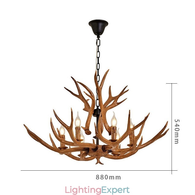 6 Light Rustic Artistic Retro Antler Antique Chandelier