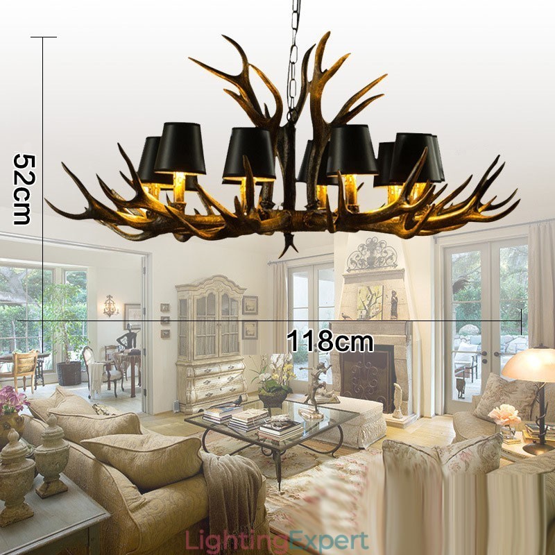 Retro Antler Antique Chandelier with Shades