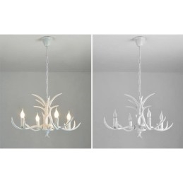 4 Light White Rustic Artistic Retro Antler Antique Chandelier