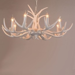 8 Light White Rustic Artistic Retro Antler Antique Chandelier