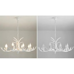 8 Light White Rustic Artistic Retro Antler Antique Chandelier