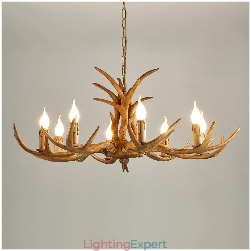 8 Light Rustic Artistic Retro Antler Antique Chandelier
