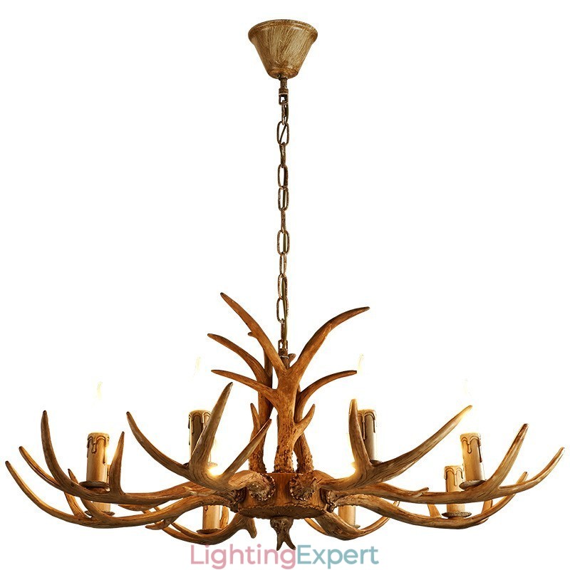 8 Light Rustic Artistic Retro Antler Antique Chandelier