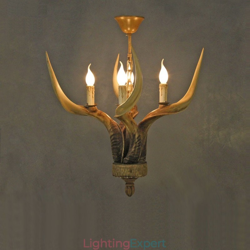 4 Light Rustic Artistic Retro Antler Antique Chandelier