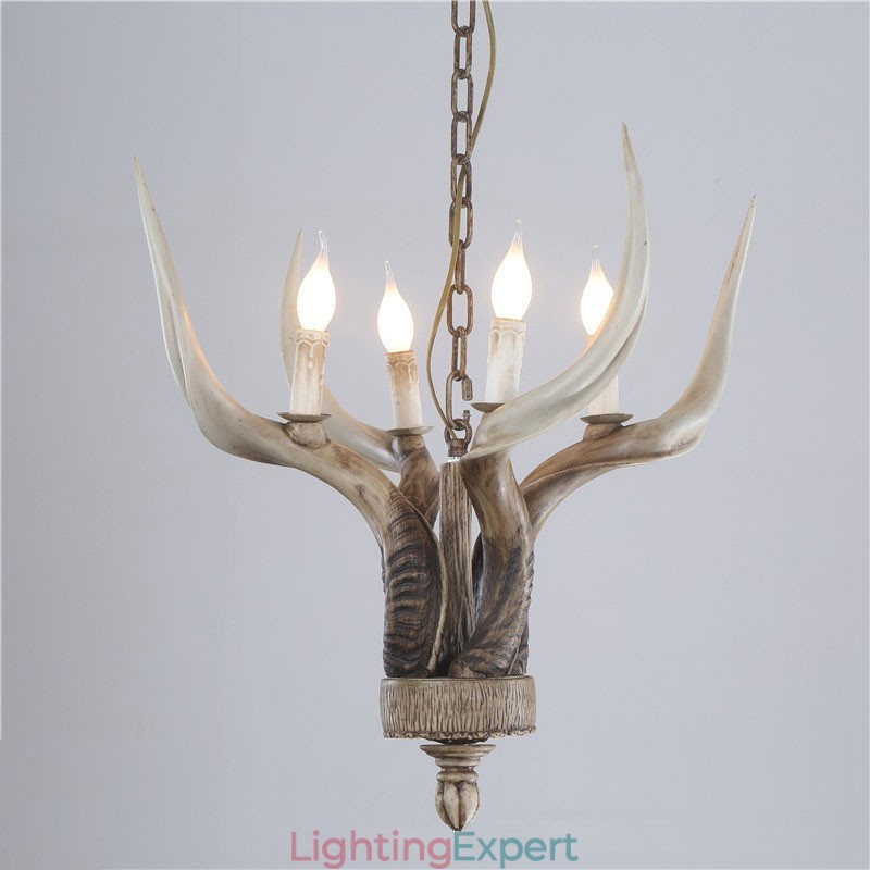 4 Light Rustic Artistic Retro Antler Antique Chandelier