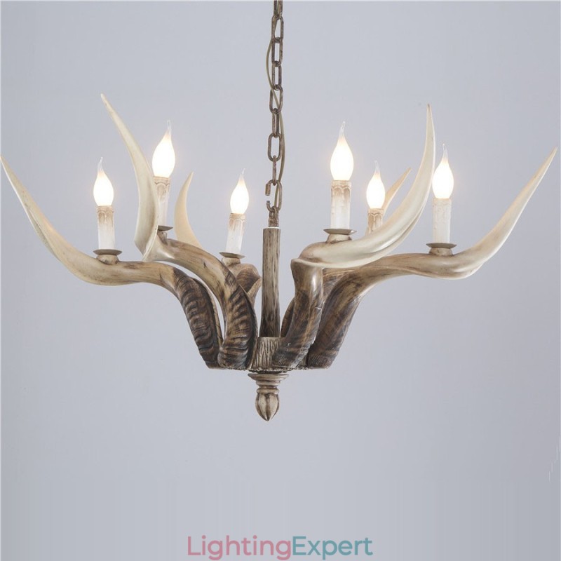 6 Light Rustic Artistic Retro Antler Antique Chandelier