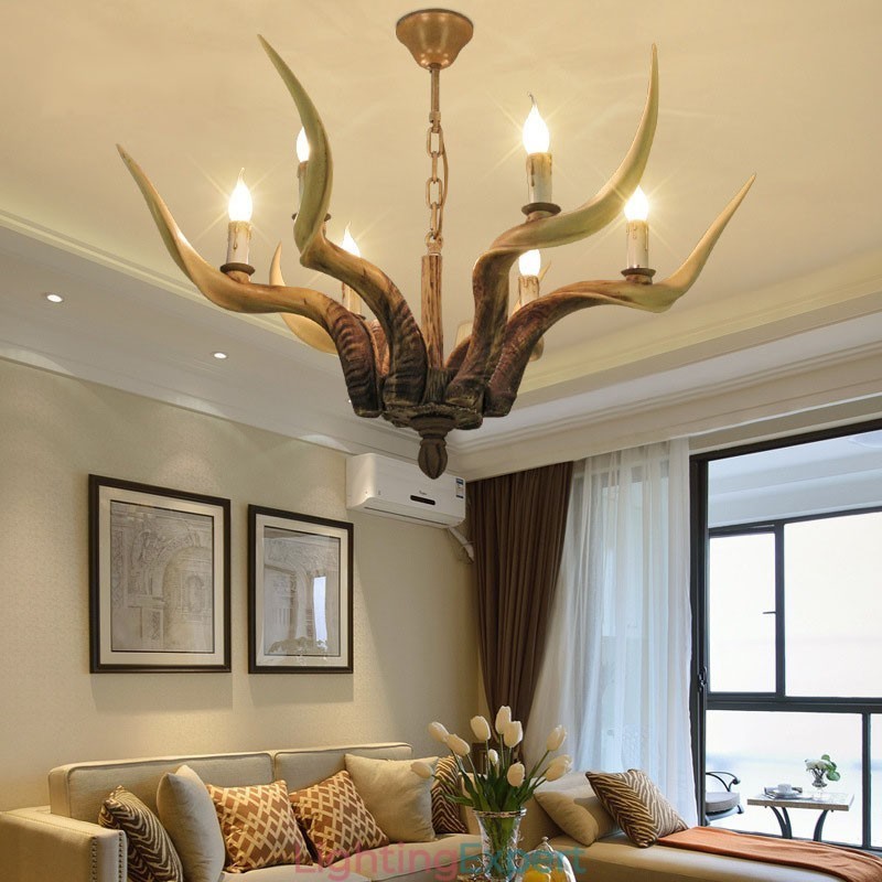 6 Light Rustic Artistic Retro Antler Antique Chandelier