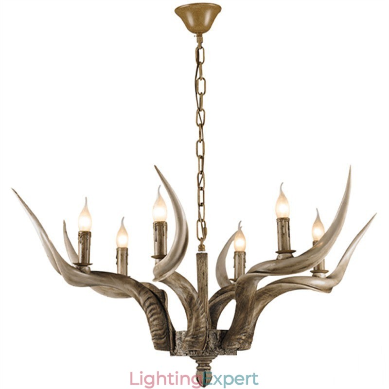 6 Light Rustic Artistic Retro Antler Antique Chandelier