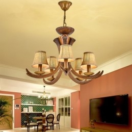 5 Light Rustic Artistic Retro Antler Antique Chandelier with Shades