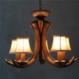 5 Light Rustic Artistic Retro Antler Antique Chandelier with Shades
