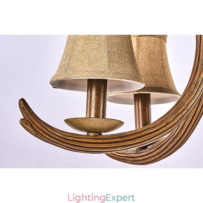 5 Light Rustic Artistic Retro Antler Antique Chandelier with Shades