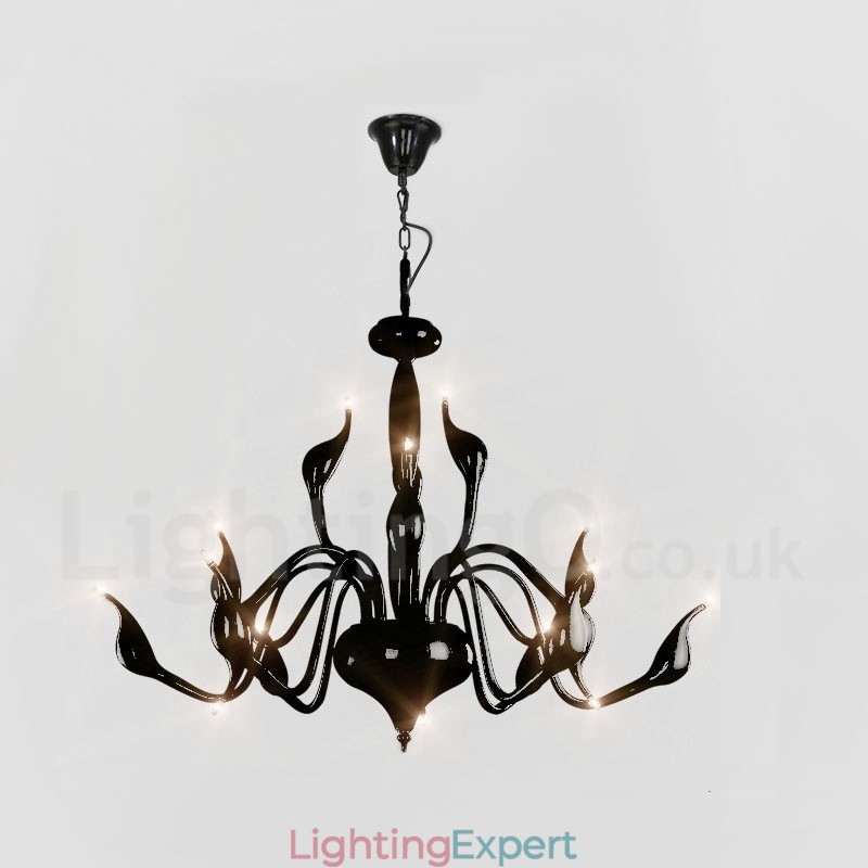15 Light Black Modern Contemporary Electroplated Metal Chandelier