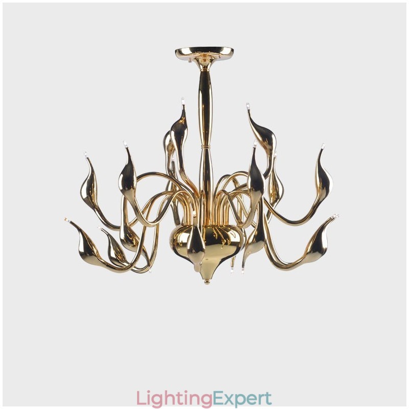 15 Light Gold Modern Contemporary Electroplated Metal Chandelier