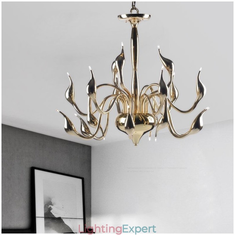 15 Light Gold Modern Contemporary Electroplated Metal Chandelier